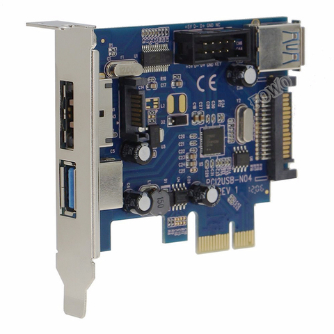 PCI express to 2 ports USB3.0 + Power eSATA Converter Card with 9pin USB + 15pin SATA Power Socket ► Photo 1/6