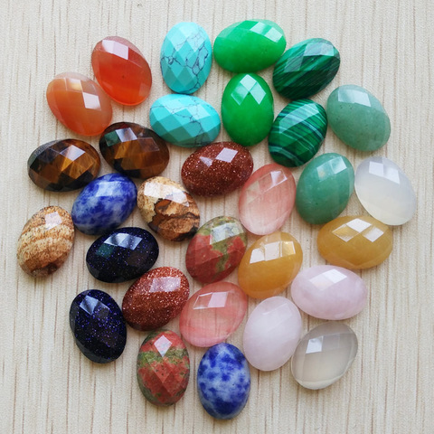 Wholesale 30pcs/lot 2017 new natural stone mixed Oval CABOCHON cut faceted beads for jewelry accessories making 13x18mm free ► Photo 1/3