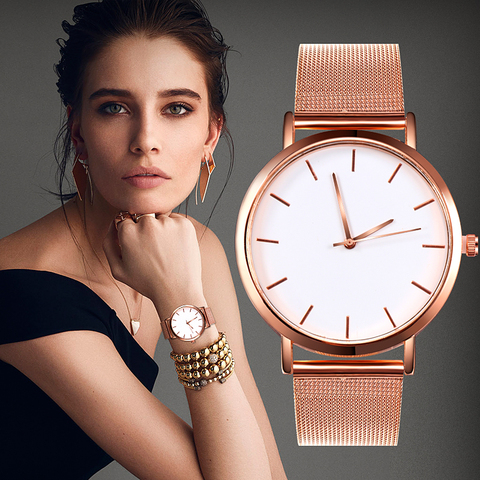 Mesh Steel Women Watches Fashion Luxury Rose Gold Ladies Watch For Women Silver Simple Designer Female Quartz Watch reloj mujer ► Photo 1/6