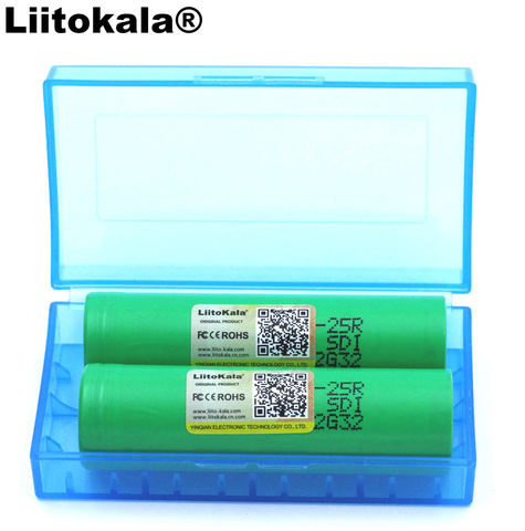 2PCS Liitokala  New 18650 2500mAh battery INR1865025R 3.6V discharge 20A Rechargeable batteries + Storage box ► Photo 1/1