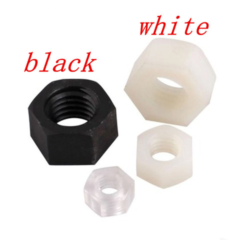 100pcs/lot M2 M2.5 M3 M4 M5 M6 M8 M10 Black or white Nylon Hex Nut Hexagon Plastic Nuts ► Photo 1/1