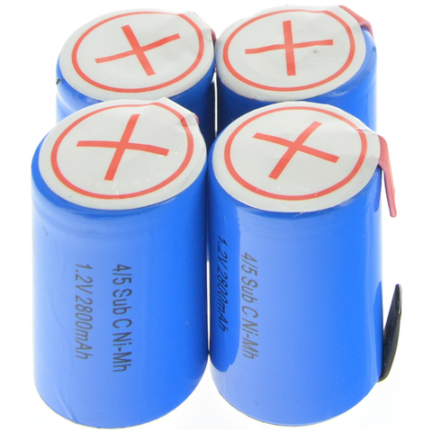 1/2/4/8/12/16/20pcs 4/5 SubC Sub C 2800mAh 12pcs 1.2V Ni-Mh Rechargeable Battery Blue Cell with Tab ► Photo 1/6