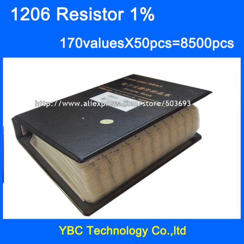 Free shipping 1206 SMD Resistor Sample Book 1% Tolerance 170valuesx50pcs=8500pcs Resistor Kit 0R~10M ► Photo 1/6