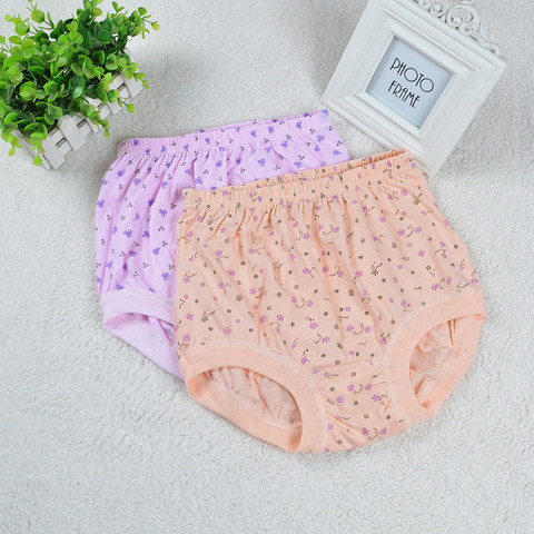 Middle-aged And Old Underwear Women's High Waist Panties Big Yards Cotton  Mother Print Briefs