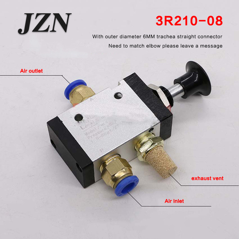 Free shipping ( 1 PCS ) Pull the valve mechanical valve pneumatic switch two three-way 5 pass 3R210-08 control cylinder valve ► Photo 1/4