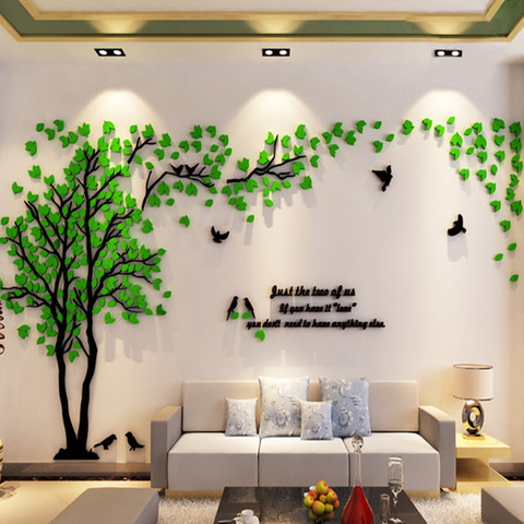 Large Size Tree Acrylic Decorative 3D Wall Sticker DIY Art TV Background Wall Poster Home Decor Bedroom Living Room Wallstickers ► Photo 1/6