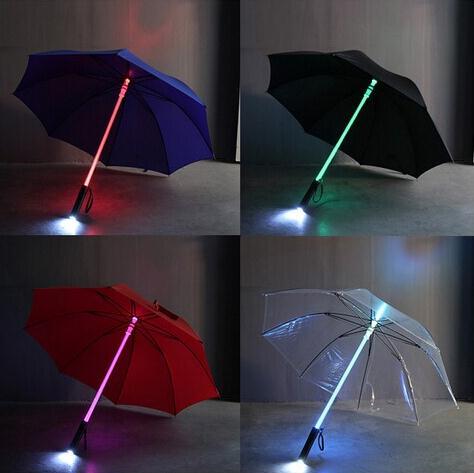 Flashlight Umbrella LED Safety Warning Lights Outdoor Umbrellas for Kids Adult 7 Colors Flashing  Long-handle Night Umbrella ► Photo 1/5