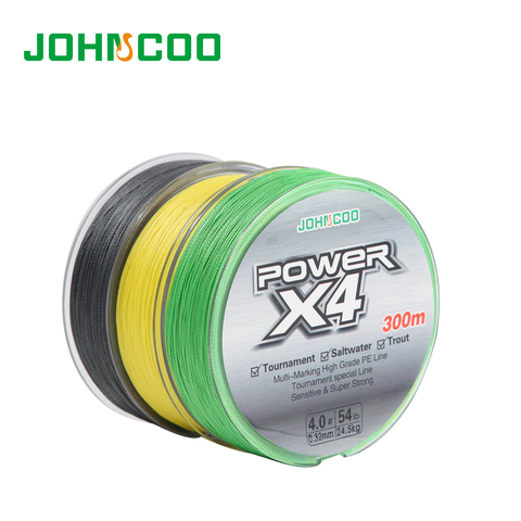JOHNCOO 4 Braided Fishing line Wire 300 Meters 0.6-8 size for Trout Super Strong for Saltwater Tournament Grade Line ► Photo 1/6
