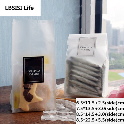 LBSISI Life 50pc Frosted Chocolate Food Biscuit Envelope Side Unfold DIY Baking Cake Bags Gift Cookie Packing Flat Open Bag ► Photo 1/5