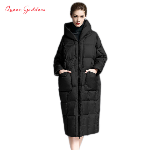 2022 Winter casual loose Cocoon Jacket Thick&Long sleeve hooded with Parkas winter women down jacket S-7XL big pocket ► Photo 1/5