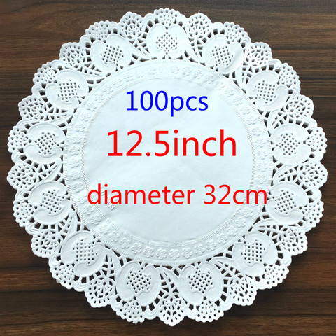 100pcs 12.5inch/320mm Vintage Napkin Hollowed Lace Paper Mat Crafts Doilies Wedding Decoration Doyleys ► Photo 1/6