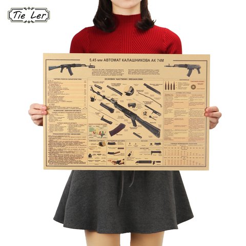 TIE LER The AK74 Gun Poster Vintage Kraft Paper Poster Wall Sticker Collection Bars Kitchen Drawings Poster Adornment ► Photo 1/6