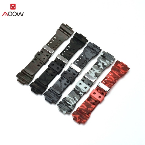 AOOW Rubber Watch Strap For Casio G Shock Replacement Black Camouflage Sport Waterproof Watchbands Accessories 16mm Watch Belt ► Photo 1/6