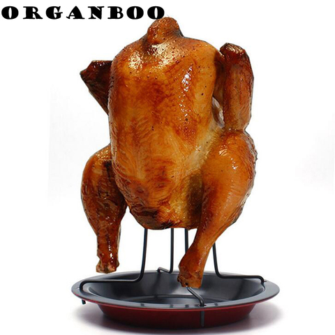 ORGANBOO 1Set Barbecue Grilling Baking Cooking Pans Non-Stick Chicken Roaster Rack With Bowl BBQ Accessories Tools ► Photo 1/6