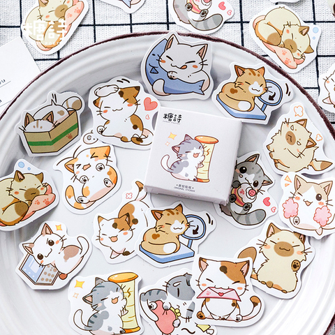 45 Sheet/set Cute Animal Cat Sticker DIY Scrapbooking Label School Stationery Kawaii Cartoon Crafts Decorations Stickers ► Photo 1/6