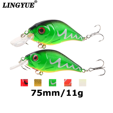 LINGYUE 7.5cm/11g Hard Crank Fishing Lures 3D eyes Crankbaits Artificial Bait Bass 6# Hooks Minnow Wobblers Japan pesca ► Photo 1/6