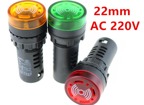 AD16-22SM AC 220V  22mm Flash Signal Light Red LED Active Buzzer Beep Alarm Indicator ► Photo 1/6