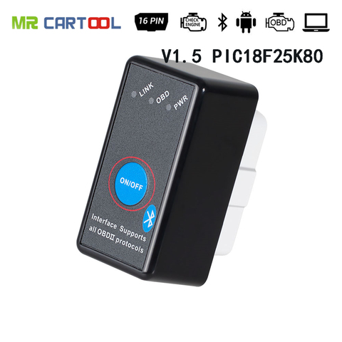 OBD2 ELM327 V1.5 On PIC18F25K80 Super Bluetooth With CD Car OBD ii Fault Scanner Auto Code Readers Scan Tools Switch ELM 327 eml ► Photo 1/6