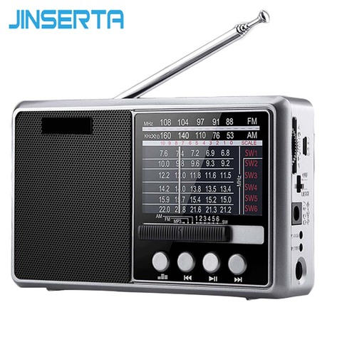 JINSERTA Portable FM/AM/SW Radio Multi Band HI-FI Radio Speaker with Flashlight Support TF Card/U Disk Headphone Play ► Photo 1/6
