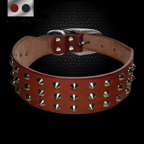 Pug Dog Collar Leather Adjustable Spikes Pet Collar For Small Medium Large Dogs Black Brown Bull Dog coleira ► Photo 1/6