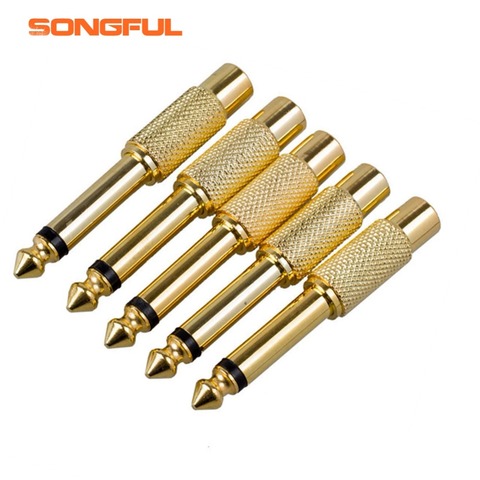 5x Gold Plated 6.35mm 1/4