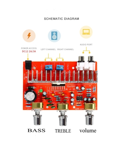 12V TDA7377 40W*2 Audio Amplifier Power Board Stereo 2.0 Treble Bass Adjustable ► Photo 1/3