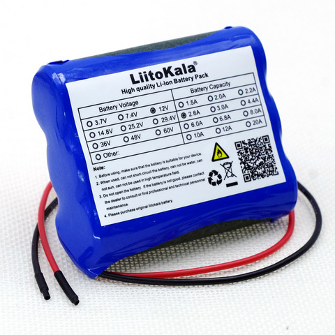 Liitokala New 12 V 2600 mAh lithium-ion Battery pack Monitor CCTV Camera battery 12.6 V to 11.1 V 18650 backup power + Cable ► Photo 1/4