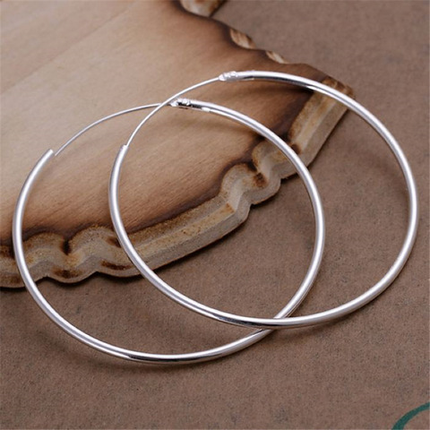 factory price E042 wholesale round circle Smooth girl  silver color earrings high quality fashion classic jewelry antiallergic ► Photo 1/4