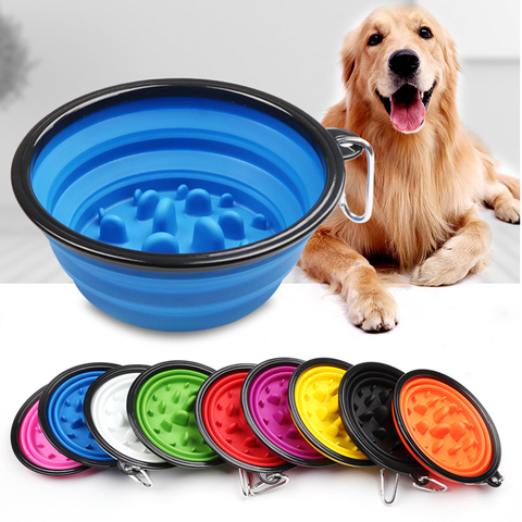 1L Travel Small Big Dog Slow Food Bowl for Dogs Flodable with Buckle Pet Feeder Puppy Dog Cat Bowls Pets Products gamelle chien ► Photo 1/6