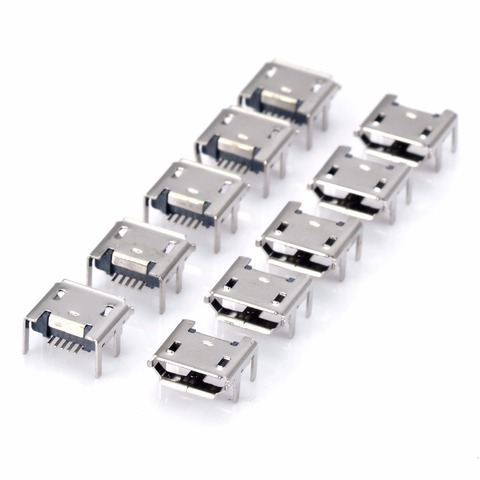 10pcs/set Micro USB Female Socket Connector 5pin Type B 4 Vertical Legs Soldering for Mobile Phone USB Jack Connector ► Photo 1/6