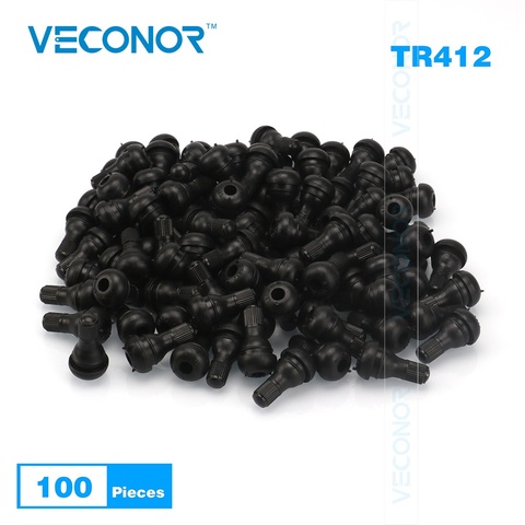 100PCS TR412 Snap-In Tire Valve Stems Short Black Rubber Tire Wheel Accessories With Dust Cap ► Photo 1/6