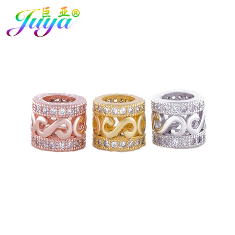 DIY Metal Beads Findings Supplies Copper Big Hole Floating Infinity Spacer Charm Beads Berloque Natural Stones Jewelry Making ► Photo 1/6