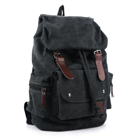 2022 Men Casual Canvas Large Capacity Practical Backpack Casual Travel  Bagpack Teenagers School Bags Black Brown Green WL22 ► Photo 1/6