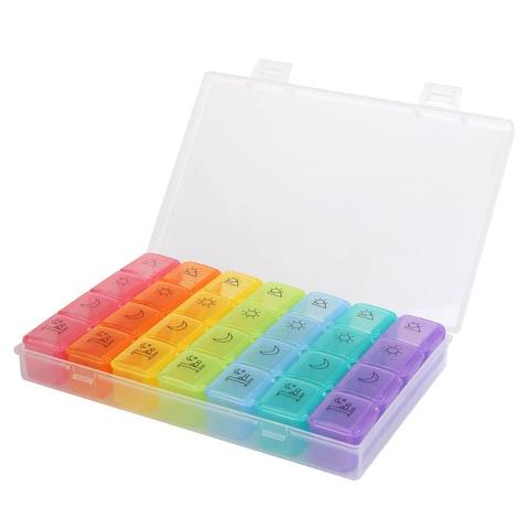 Pill Storage Box Portable Weekly Medication Case Pill Organizer 7 Days 4 Times a Day Morning Noon Afternoon Night 28 Slots ► Photo 1/6