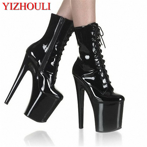 fashion sexy knight female 8 inch high heel platform ankle boots for women autumn winter shoes 15-23cm black pole dancing boots ► Photo 1/6