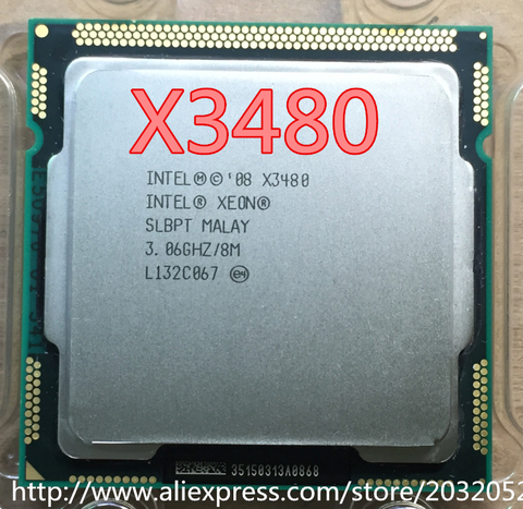 lntel Xeon X3480 Server CPU/BV80605002505AH/LGA1156/Quad-Core/95W/SLBPT(B1)/3.06GHz x3480  can work ► Photo 1/1