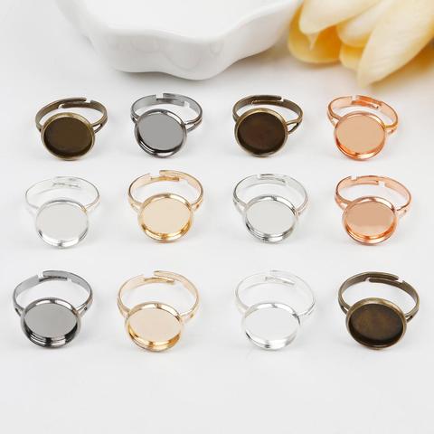 10pcs/lots 12mm Adjustable Blank Ring Base Cabochons Cameo Setting For DIY Ring Jewelry Findings Making Accessories ► Photo 1/6