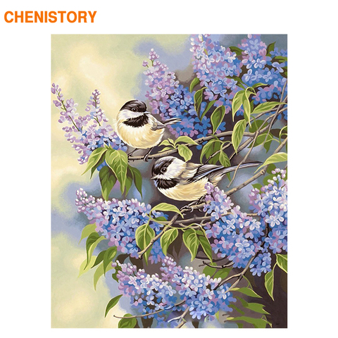 CHENISTORY Frameless Birds Flowers DIY Painting By Numbers Acrylic Paint On Canvas Wall Painting Unique Gift For Home Decor Arts ► Photo 1/6