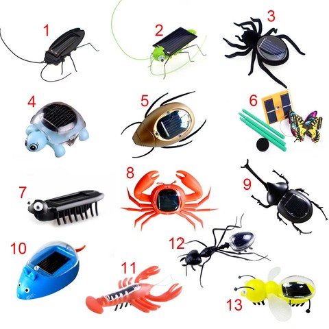 Fashion Children Toys Plastic Solar Power Ant Cockroach Spider Tortoise Crab Butterfly Insect Teaching Baby Kid Toy Gift NSV775 ► Photo 1/6