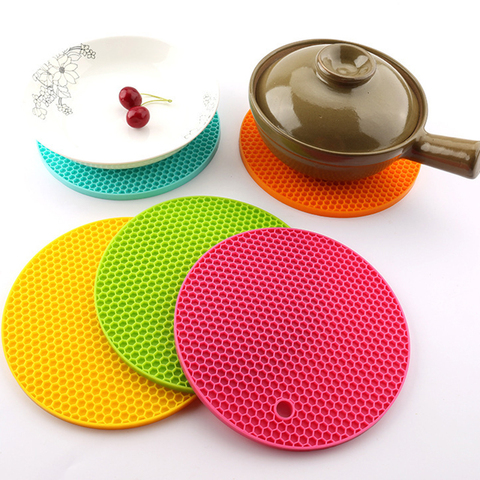 18/14cm Round Heat Resistant Silicone Mat Drink Cup Coasters Non-slip Pot Holder Table Placemat Kitchen Accessories Onderzetters ► Photo 1/6
