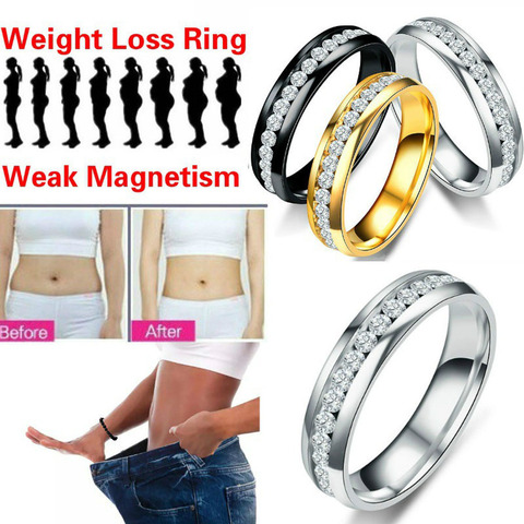2022 Fashion Jewelry New Slimming Healthy Magnetic Therapy Healthcare Weight Loss Ring Crystal Stainless Steel Rings For Women ► Photo 1/6