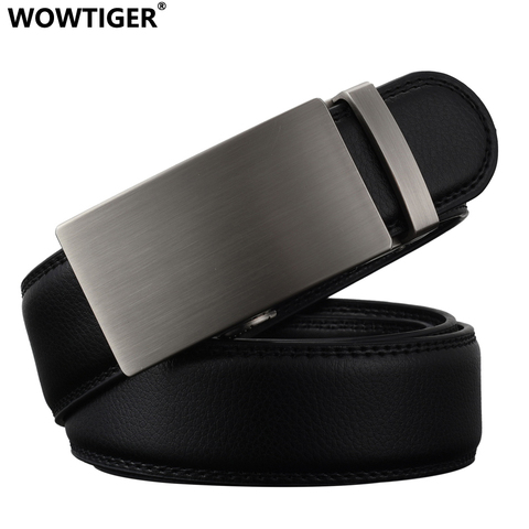 WOWTIGER New Fashion Designer Belts for Men Sliding Buckle Ratchet Luxury Leather Men Belt Automatic ceinture homme ► Photo 1/6