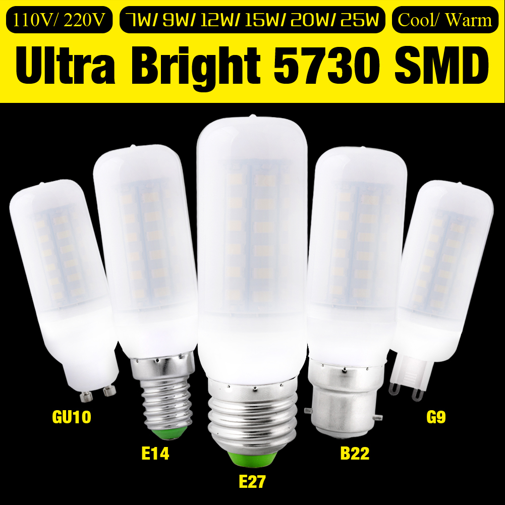 5730 SMD LED Corn Bulb E27 B22 E14 G9 GU10 AC 220V 110V Light 7W-30W Lamp Light