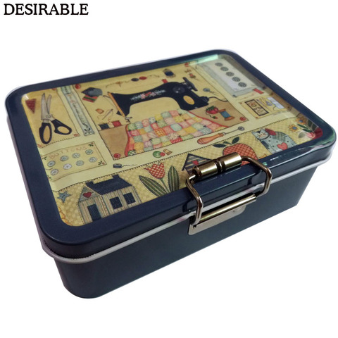 DESIRABLE Portable exquisite metal double-layer sewing card and other small items storage box six colors optional ► Photo 1/6