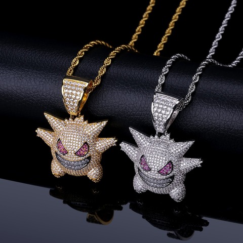TOPGRILLZ Gengar Pendant Necklace Men With Tennis Chain Hip Hop/Punk Gold Silver Color Charms Chain Jewelry Gifts ► Photo 1/6