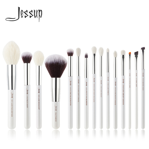 Jessup Pearl White/Silver Professional Makeup Brushes Set Beauty Make up Brush Tools Foundation Powder natural-synthetic hair ► Photo 1/2