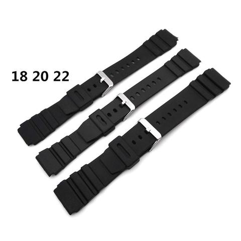 18-22mm Men Black Silicone Rubber Waterproof Sport Wrist Watch Band Strap watch accessories High Quality Watchbands Bracelet ► Photo 1/6