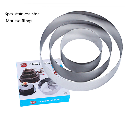 3PCS/Set Stainless Steel Mousse Rings Cookie Cutter Big Round Shape Baker Mold Fondant Jelly Cake Cutter Baking Tool Kitchen ► Photo 1/6