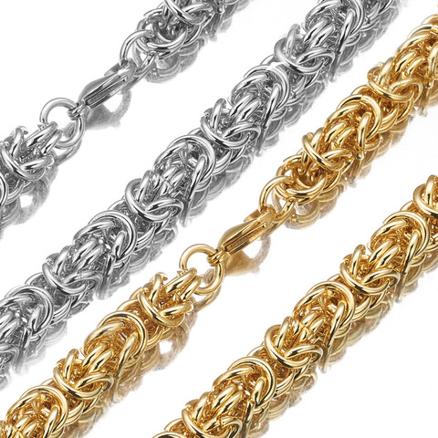 6/8/10mmFashion 316L Stainless Steel Silver Color/Gold Round Circle Byzantine Link Chain Men/Women Necklace Or Bracelet 1PCS New ► Photo 1/6