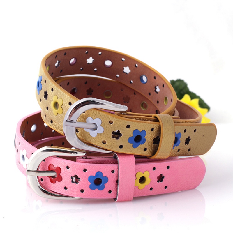 Flowers PU Leather Children Belt Adjustable Belts Waist Belt Waistband 